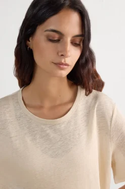 The Pure Linen Short Sleeve Top in Linen