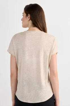 The Pure Linen Short Sleeve V-Neck Top in Linen
