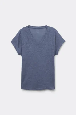 The Pure Linen Short Sleeve V-Neck Top in Linen
