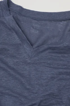 The Pure Linen Short Sleeve V-Neck Top in Linen