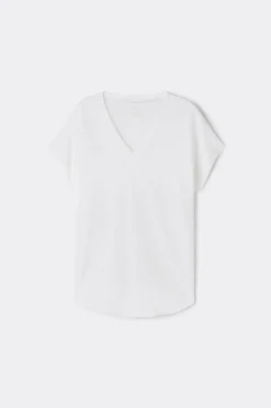 The Pure Linen Short Sleeve V-Neck Top in Linen