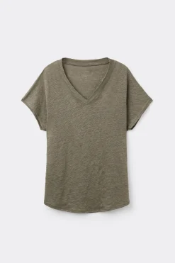 The Pure Linen Short Sleeve V-Neck Top in Linen