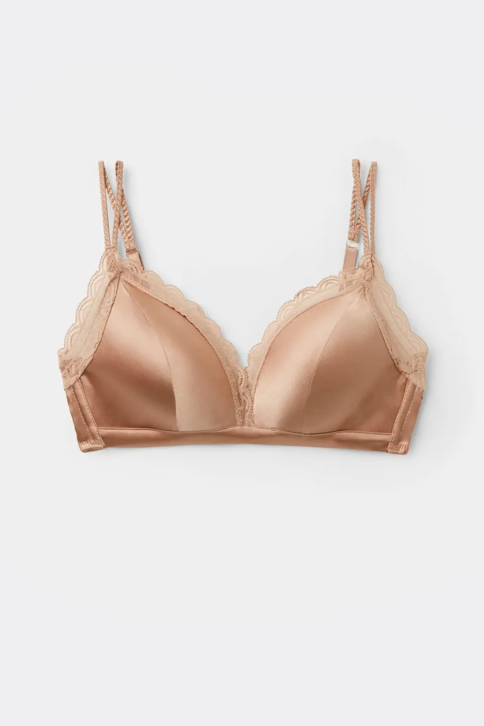 Tiziana Wireless Plunge Triangle Bra in Silk and Lace