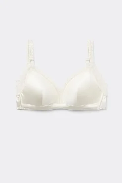 Tiziana Wireless Plunge Triangle Bra in Silk and Lace