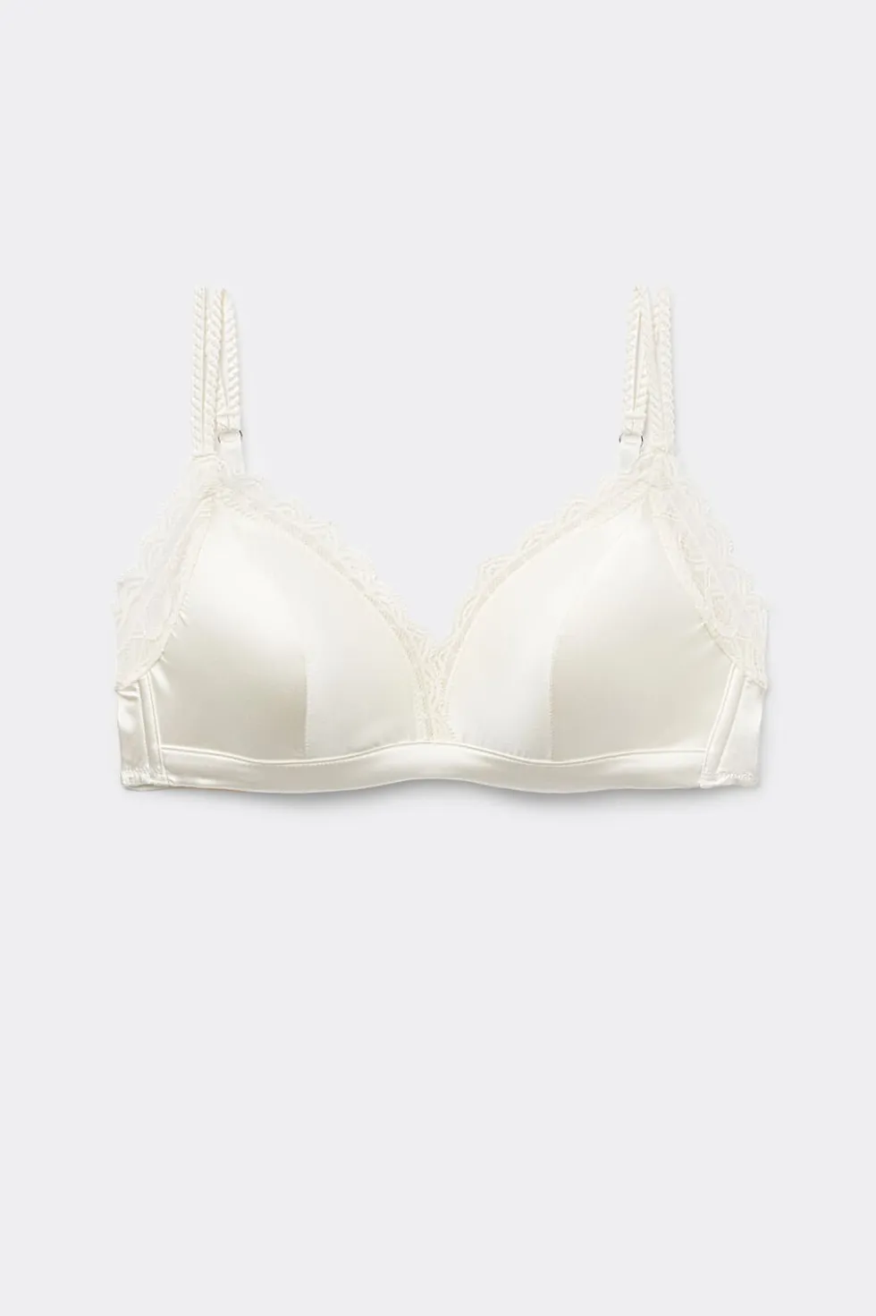 Tiziana Wireless Plunge Triangle Bra in Silk and Lace