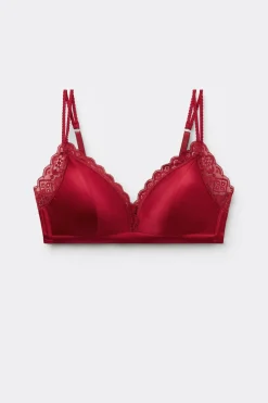 Tiziana Wireless Plunge Triangle Bra in Silk and Lace