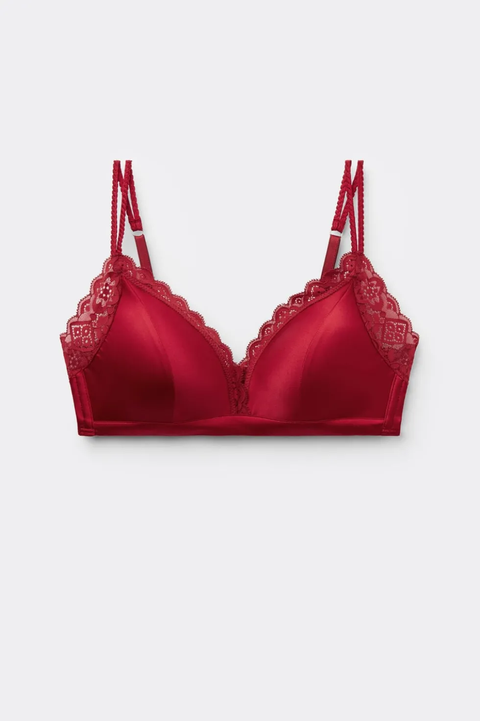 Tiziana Wireless Plunge Triangle Bra in Silk and Lace