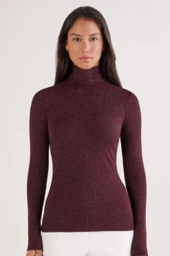 Turtleneck Top in Modal Light with Cashmere Lamé