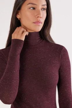 Turtleneck Top in Modal Light with Cashmere Lamé