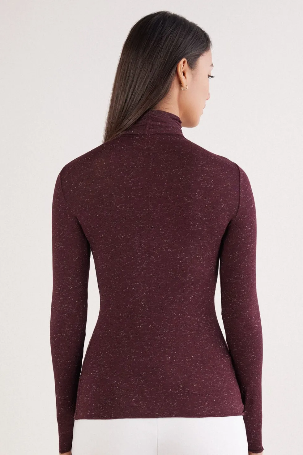 Turtleneck Top in Modal Light with Cashmere Lamé