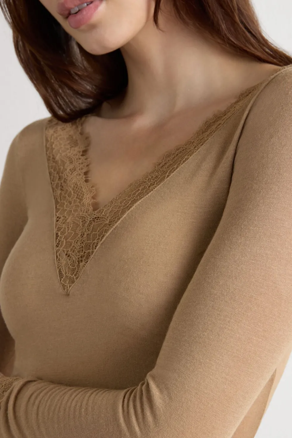 Ultralight Cashmere Lace Long Sleeve Shirt