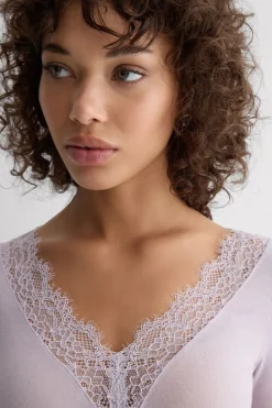 Ultralight Cashmere Lace Long Sleeve Shirt