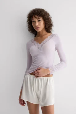 Ultralight Cashmere Lace Long Sleeve Shirt