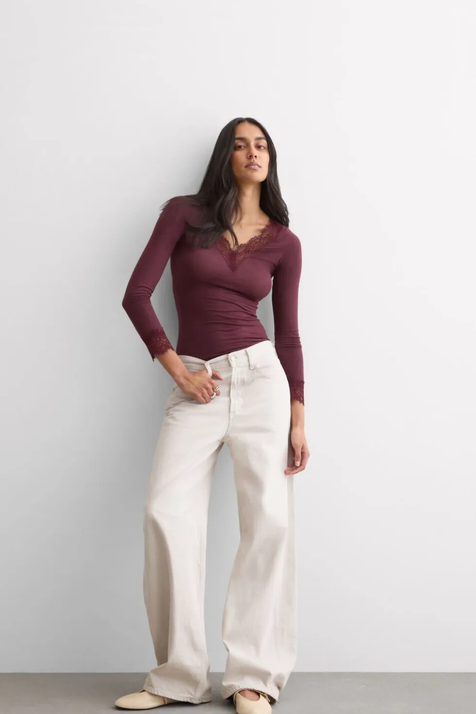 Ultralight Cashmere Lace Long Sleeve Shirt