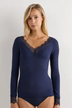 Ultralight Cashmere Lace Long Sleeve Shirt