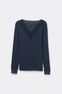 Ultralight Cashmere Lace Long Sleeve Shirt