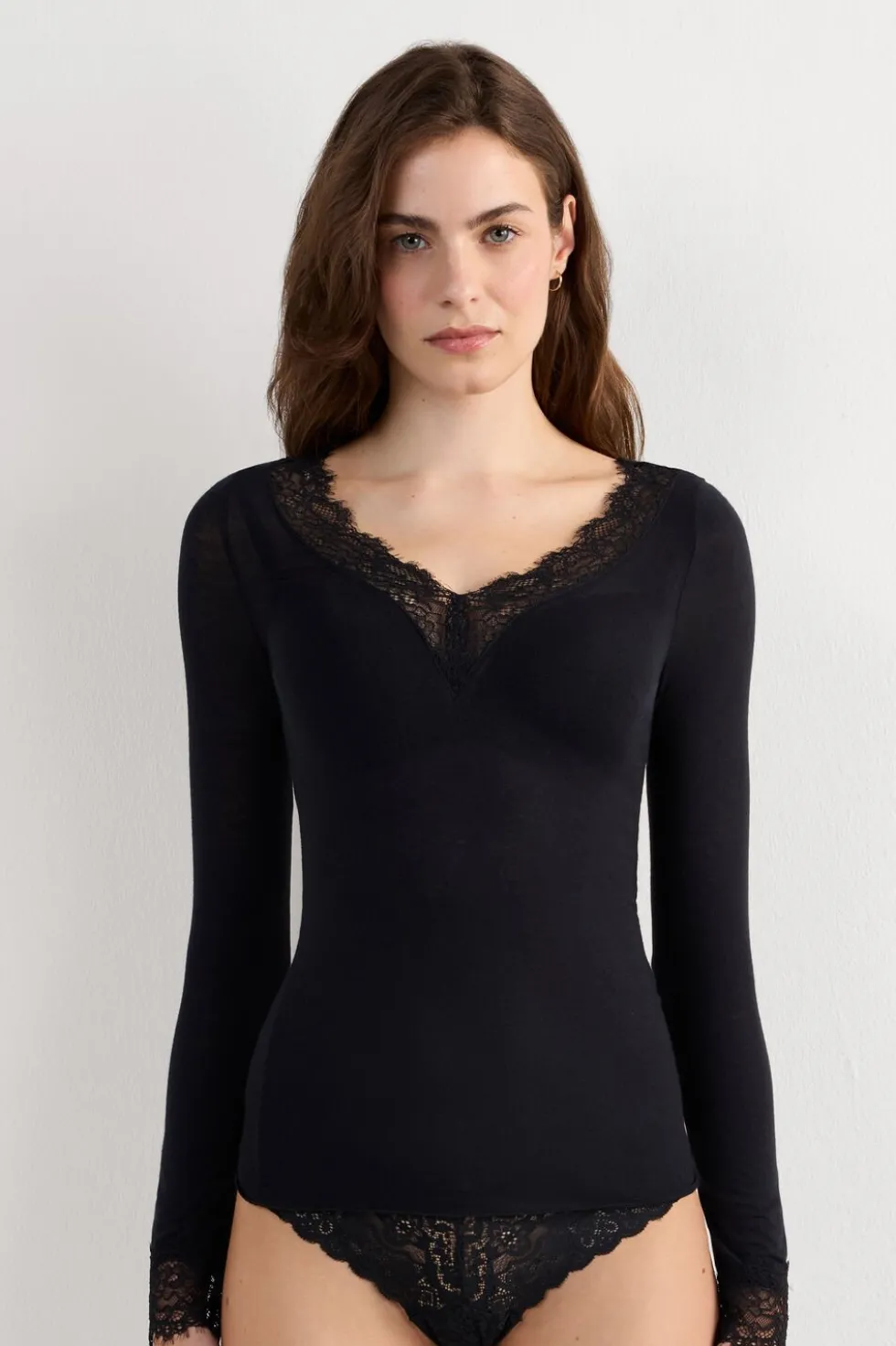 Ultralight Cashmere Lace Long Sleeve Shirt