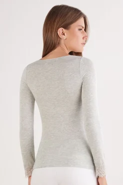 Ultralight Cashmere Lace Long Sleeve Shirt