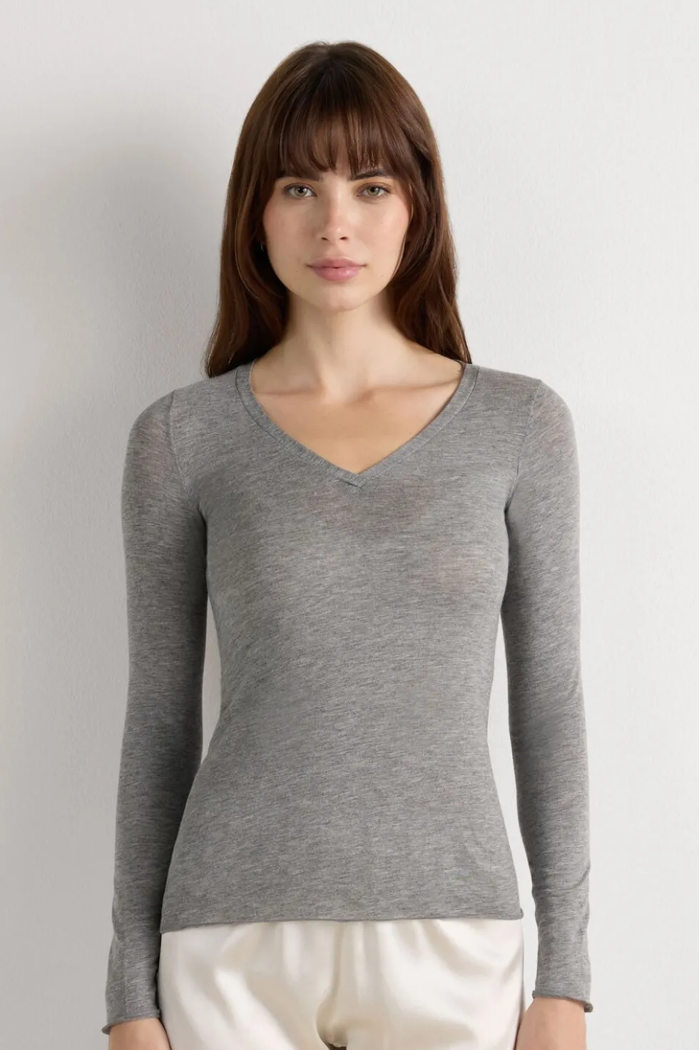 V-neck top in Modal Ultralight with Cashmere