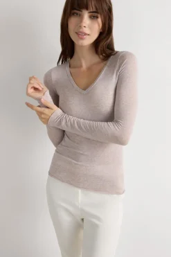 V-neck top in Modal Ultralight with Cashmere