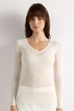 V-neck top in Modal Ultralight with Cashmere